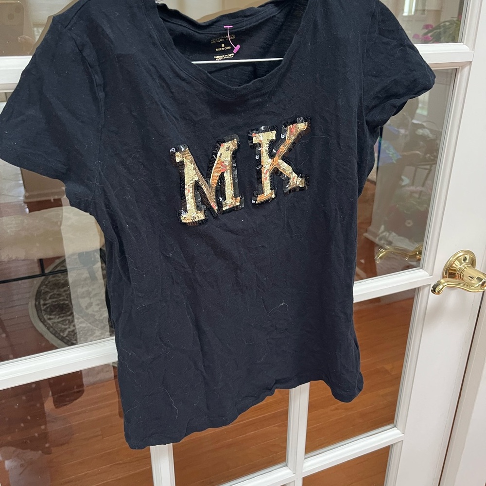 Michael Kors Black Tee with Gold Logo
